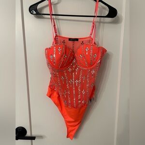 Banjul Coral Embellished Bodysuit